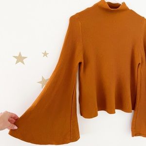 Camel Bell Trumpet Sleeve Sweater